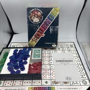 Jax Ltd Sequence Card Board Game Strategy 1986 1 Green‎ Piece Missing Vintage F4